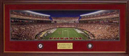 Alabama Bryant Denny Night Panoramic Print Framed